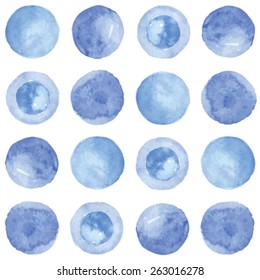 Watercolor circles seamless pattern on a white background, paper, textile, fabric, wrapper, wallpaper,vector.