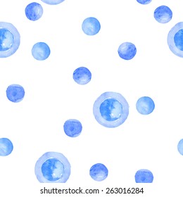 Watercolor circles seamless pattern on a white background, paper, textile, fabric, wrapper, wallpaper,vector.
