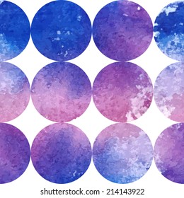 Watercolor circles seamless pattern. Vector illustration