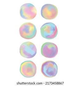 Watercolor Circles Set, Multicolor Circles, Gradient Mesh Shapes, Holographic Effect, Pearlescent, Futuristic, Iridescent