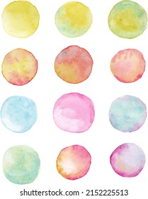 watercolor circles vector background, stickers, notes simple set, template
