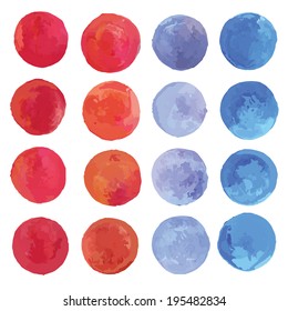 Watercolor circles. Vector design elements.