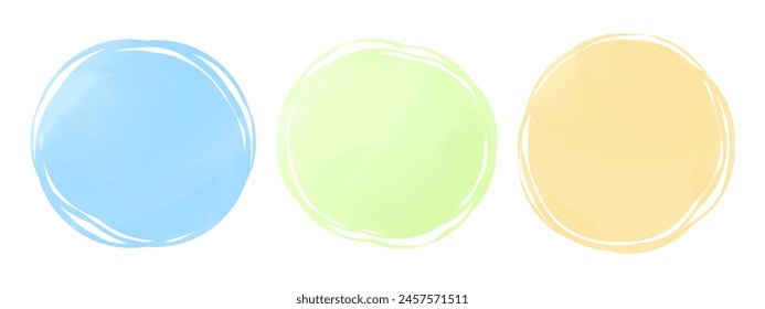 Watercolor circular frame set, hand-drawn loose circles