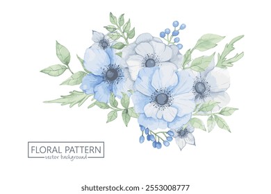 Watercolor clipart light blue flowers