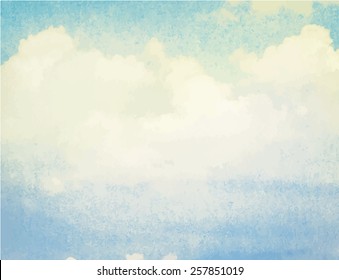 Watercolor cloud and blue sky. Spring, summer backgroud.