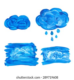 Watercolor cloud with drops.Vector