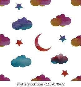 watercolor cloud seamless pattern vector