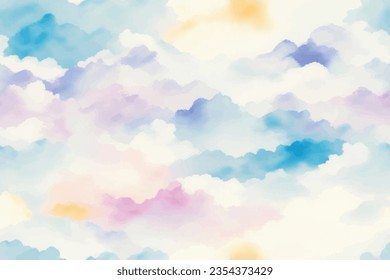 Nube acuarela sin fisuras de patrón. Una hermosa acuarela podría ser un patrón sin fisuras para fondo, textura y papel tapiz abstracto.Dawn o Twilight Colorful podrían diseñar patrones sin fisuras para la decoración del cielo.