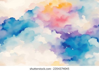 Watercolor cloud seamless pattern.Beautiful watercolor could seamless pattern for Background,texture and abstract wallpaper.Dawn or Twilight Colorful could seamless pattern design for sky decoration.