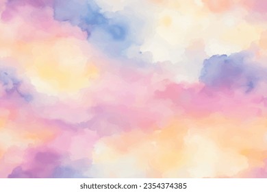 Nube acuarela sin fisuras de patrón. Una hermosa acuarela podría ser un patrón sin fisuras para fondo, textura y papel tapiz abstracto.Dawn o Twilight Colorful podrían diseñar patrones sin fisuras para la decoración del cielo.