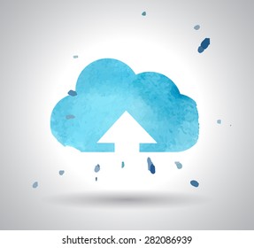 watercolor cloud upload icon