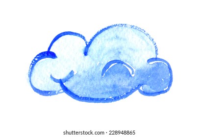 Nube acuarela, ilustración vectorial sobre fondo blanco