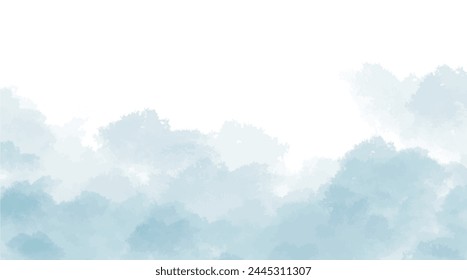 Watercolor clouds background on white background with place for text. Vector illustration, template for banner, poster, invitation , card.