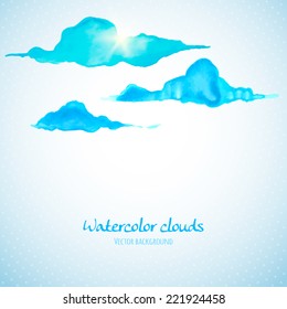Watercolor clouds background with space for your text. Vector illustration