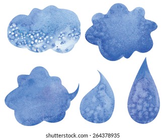 watercolor clouds and drops. Vector illustration 