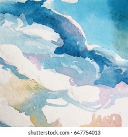 Watercolor clouds and sky background