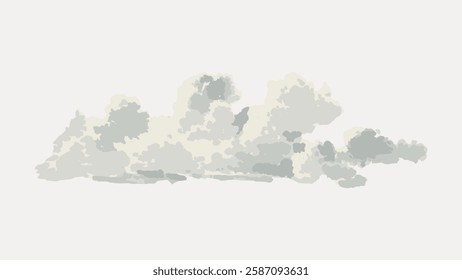 Watercolor clouds, vintage vector element. 