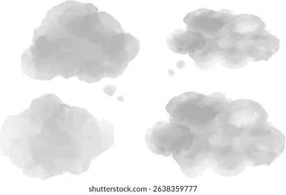 Watercolor Cloudy Thought Bubbles – Soft Hand-painted Vector Set