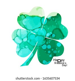 Watercolor clover. Happy St. Patrick's Day. mixed media. Vector illustration
