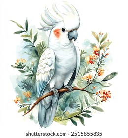 aquarela de cacatua clipart ilustração isolada