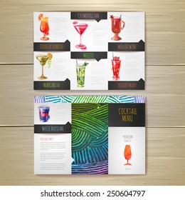 Watercolor Cocktail concept design. Corporate identity. Document template