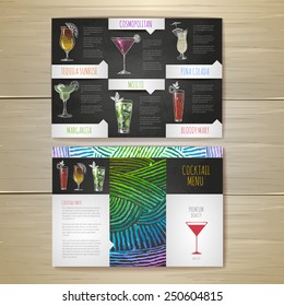 Watercolor Cocktail concept design. Corporate identity. Document template