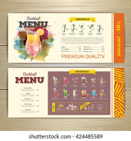 Watercolor cocktail menu design. Corporate identity