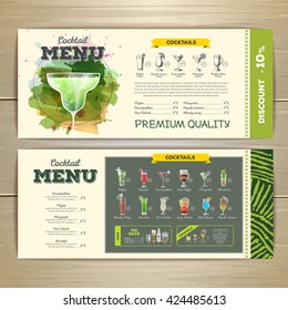 Watercolor cocktail menu design. Corporate identity