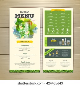Watercolor cocktail menu design. Corporate identity