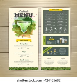 Watercolor cocktail menu design. Corporate identity