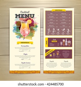 Watercolor cocktail menu design. Corporate identity