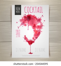 Watercolor cocktail poster