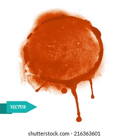 Watercolor coffee circle paint stain isolated on a white background - vector