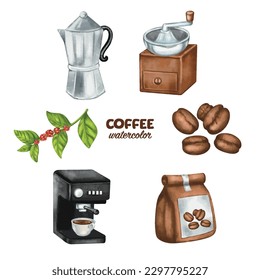 watercolor coffee clip art element