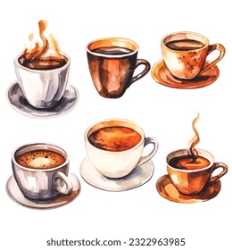 Watercolor Coffee Illustrations: Stunning Artwork on White Background