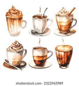 Watercolor Coffee Illustrations: Stunning Artwork on White Background