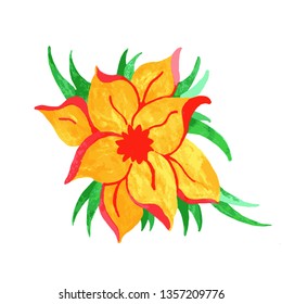 Watercolor color abstract flower pattern, flat design