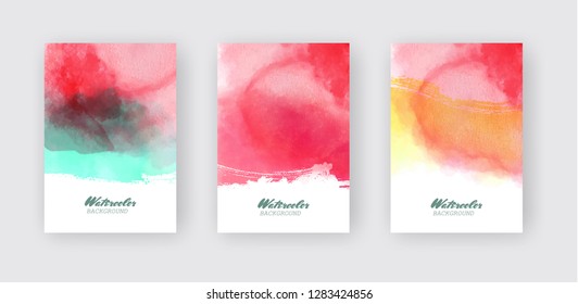 Watercolor color design banner set. Vector illustration