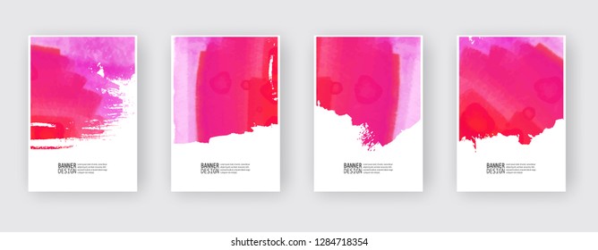 Watercolor color design banner set. Vector illustration