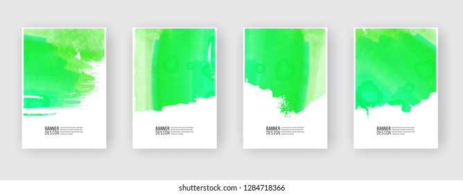 Watercolor color design banner set. Vector illustration