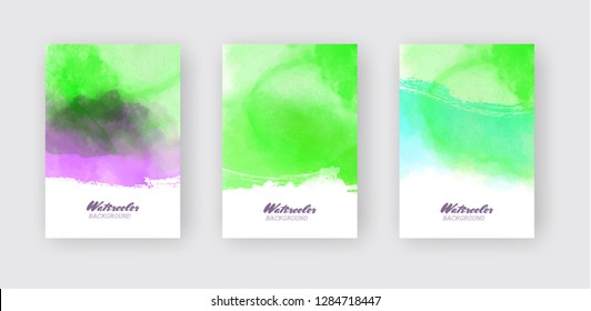 Watercolor color design banner set. Vector illustration