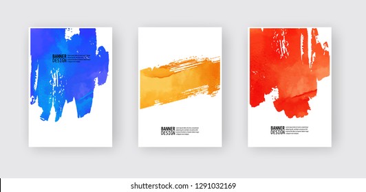 Watercolor color design banner set. Vector illustration