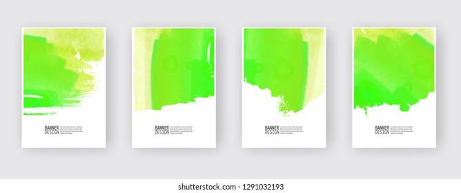 Watercolor color design banner set. Vector illustration