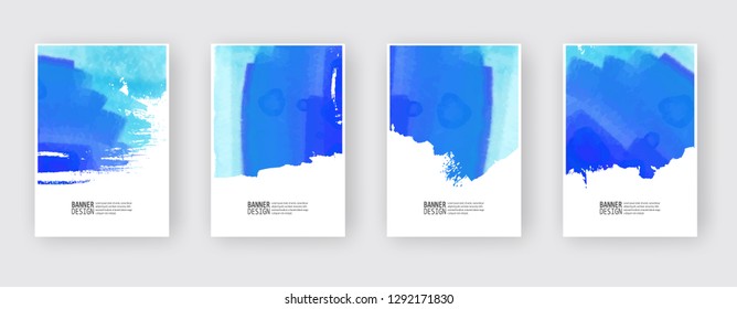 Watercolor color design banner set. Vector illustration