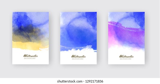 Watercolor color design banner set. Vector illustration