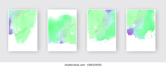 Watercolor color design banners set. Vector illustration