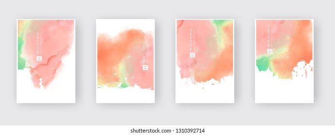 Watercolor color design banners set. Vector illustration