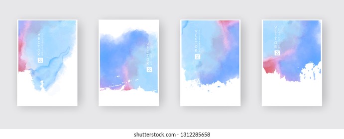 Watercolor color design banners set. Vector illustration