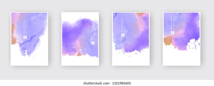 Watercolor color design banners set. Vector illustration