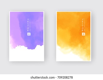 Watercolor color design banners set. Vector illustration